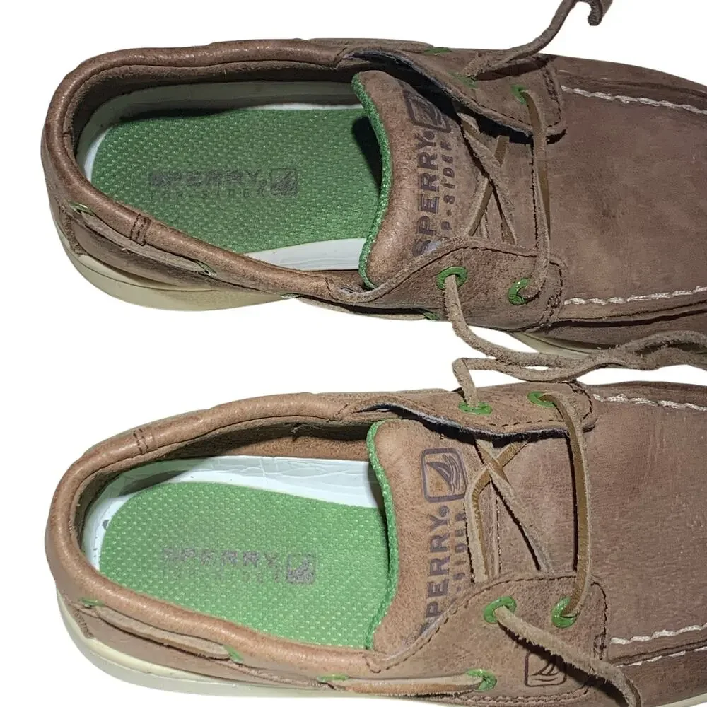 Sperrys Top Sider Boat Shoes Boys 13.5 Brown Spy Cupsole 2-Eye Nautical Leather - Picture 9 of 12